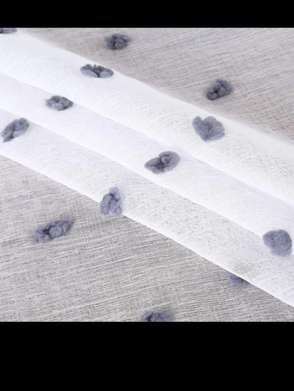 4 Panels Of Cafe Curtains Sheer Dot Window Curtains - White with Gray Dot